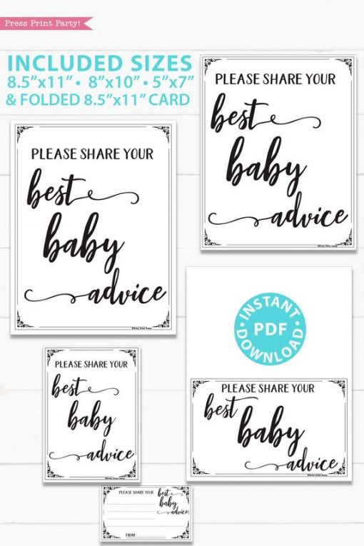 Mom Advice Card &amp; Sign Printable (Rustic style) - Press Print Party