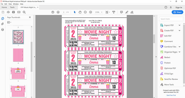 Movie Night invitation printable file press print party!