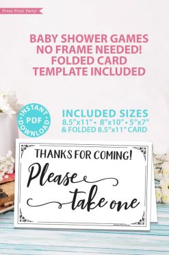 Please take one sign baby shower game printable games instant download Press Print Party!