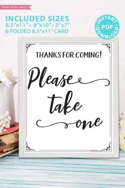 Please take one sign baby shower game printable games instant download Press Print Party!