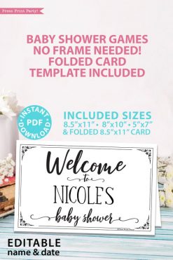 Welcome to Baby Shower Sign Printable, With Editable Name game baby shower game printable sign instant download Press Print Party!