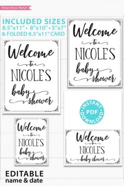 Welcome to Baby Shower Sign Printable, With Editable Name game baby shower game printable sign instant download Press Print Party!