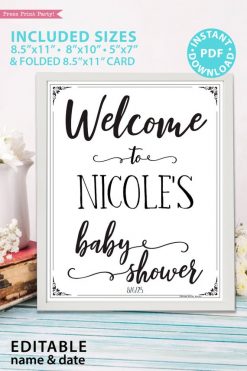 Welcome to Baby Shower Sign Printable, With Editable Name game baby shower game printable sign instant download Press Print Party!