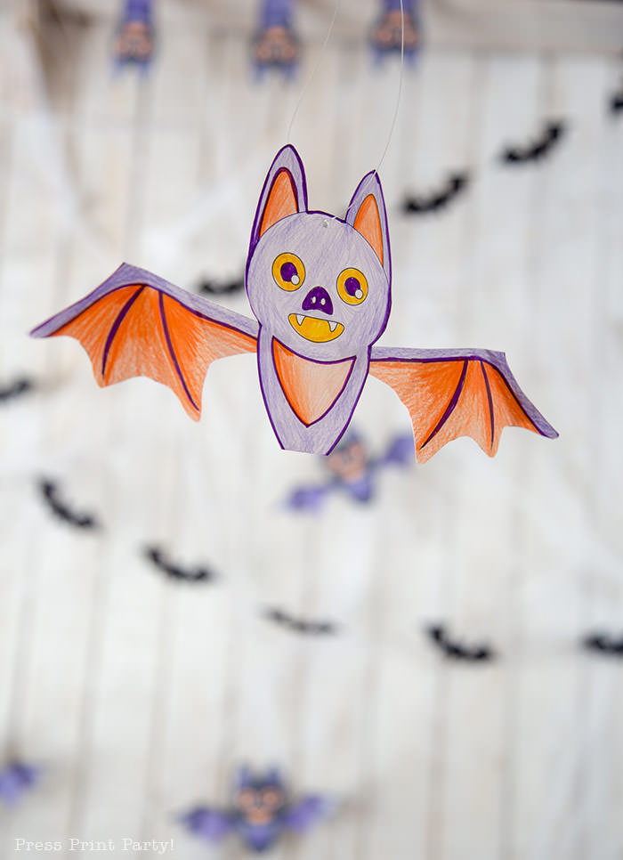 free printable halloween coloring page bat craft - Press Print Party!