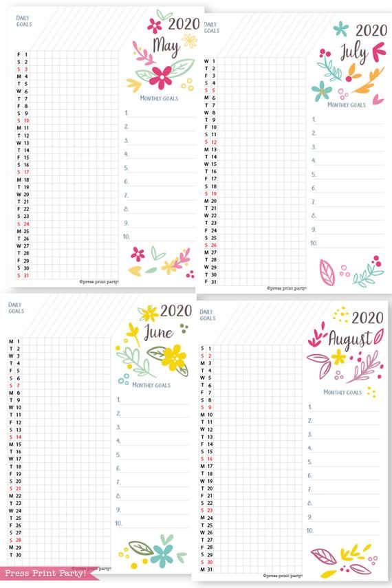 2020 Printable Calendar Template Set Whimsy 2020 Printable Calendar Template Set Whimsy