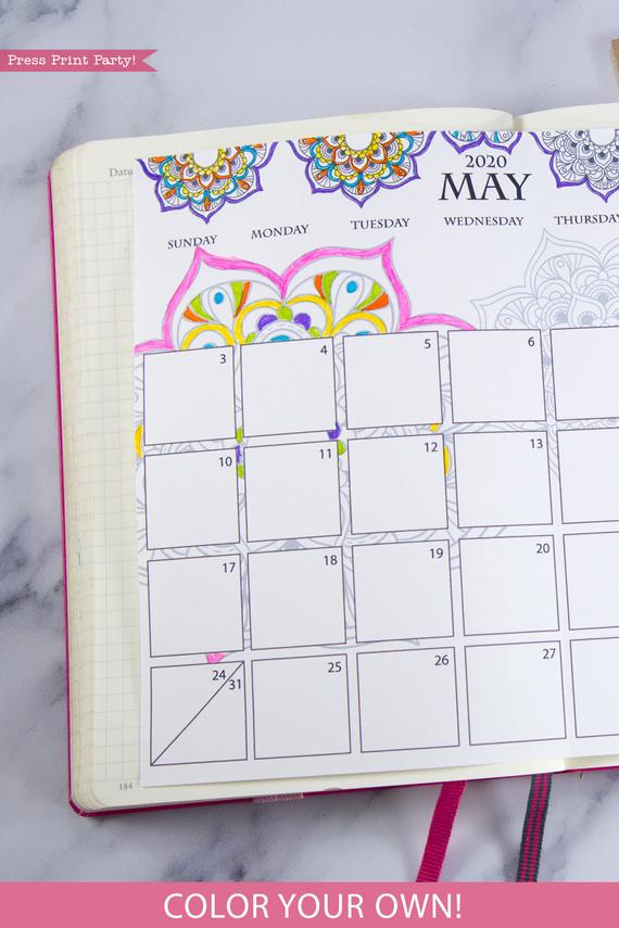 2020 bullet journal monthly calendar mandala press movie night invitations free printable