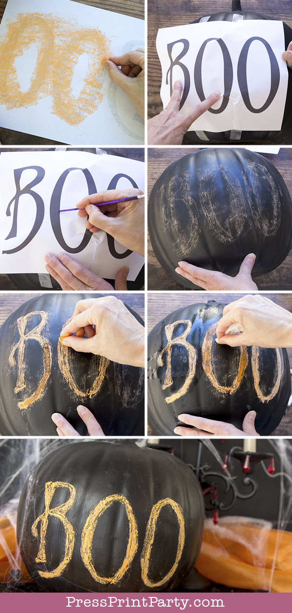 How to do chalk lettering steps DIY, for Halloween decorations Press Print Party!