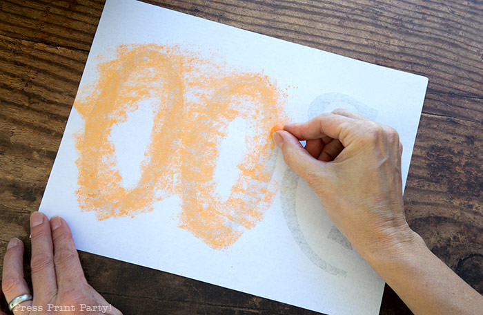 How to do chalk lettering on a chalkboard pumpkin step 1- Press Print Party!