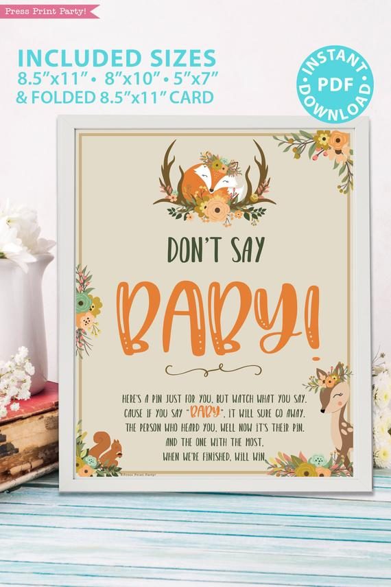 Printable Don't Say Baby Game, Baby Shower Game, Instant Download