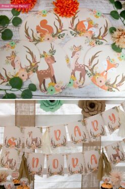 Woodland Baby Shower Decorations Girl Pink Woodland Creatures Baby