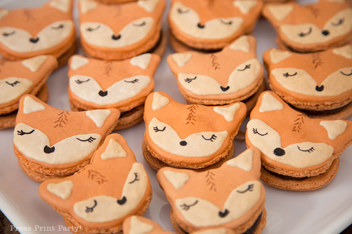 baby fox macarons with hazelnut filling. sleeping fox. 
