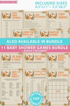 Winnie The Pooh Baby Shower Games Bundle Set