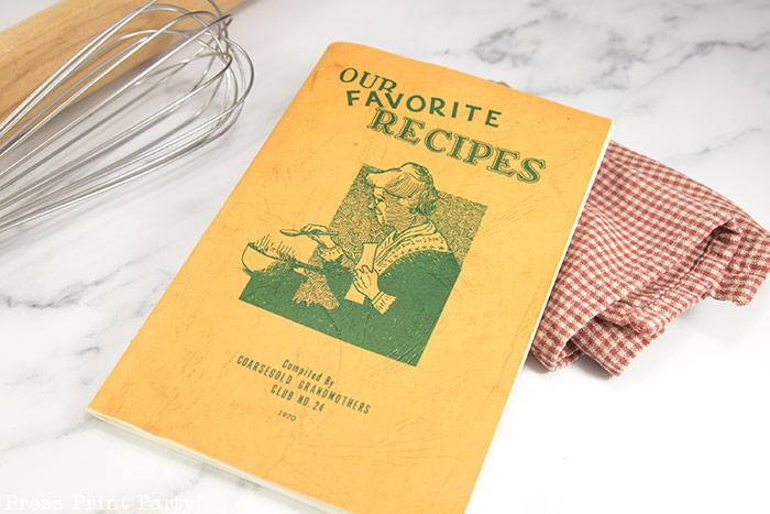 recipe book "our favorite recipes" from the grandma of coarsegold california with the old fashioned date cake with caramel sauce - from Great Grandma Press Print Party!