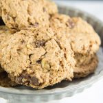 best ranger cookies recipe. chocolate chips and rice krispies cookies on plate