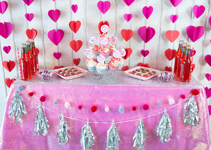 Dessert table with chocolate truffles and cupcakes - Galentine's Day Party Ideas for Teens - Press Print Party!