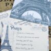 Paris party invitation fully editable. Eiffel tower postcard invitation with envelope for a vintage French party. Press Print Party!