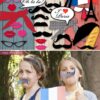 Paris photo booth props. mustaches, lips, glasses and berets. Berets, lips, mustaches, bread, scarf, little school girl hat, french flag, bubbles, Eiffel tower. Press Print Party.