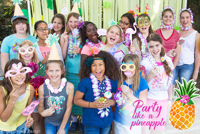 party like a pineapple birthday party group picture Press Print Party