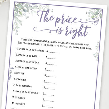 The price is right baby shower games ideas and activities w printable template instant download by Press Print Party!
