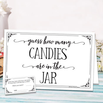 guess how many candies are in the jar. baby shower games ideas and activities w printable template instant download by Press Print Party!