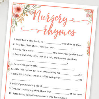 nursery rhymes baby shower games ideas and activities w printable template instant download by Press Print Party!