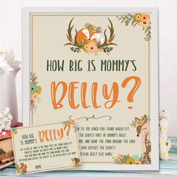 How big is mommy's belly game and sign - baby shower games ideas and activities w printable template instant download by Press Print Party!