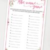 abc name game printable baby shower game pink flowers Press Print Party!