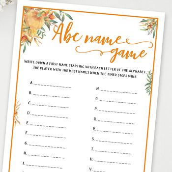 abc name game baby shower games ideas and activities w printable template instant download by Press Print Party!