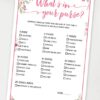 whats in your purse game printable baby shower game pink flowers Press Print Party!