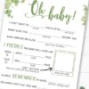 Eucalyptus baby shower mad libs printable. Baby shower games advice card better than a guest book great activity Oh baby Instant Download Press Print Party!