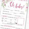 pink flowers baby shower mad libs printable. Baby shower games advice card better than a guest book great activity Oh baby Instant Download Press Print Party!