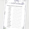 Baby Word Scramble - Baby shower game printable template pdf, baby shower party ideas, instant download Press Print Party! Greenery and purple design