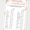 celebrity baby Printable baby shower game Peach flowers, instant download pdf Press Print Party!