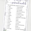 Disney Parent Match - Baby shower game printable template pdf, baby shower party ideas, instant download Press Print Party! Greenery and purple design