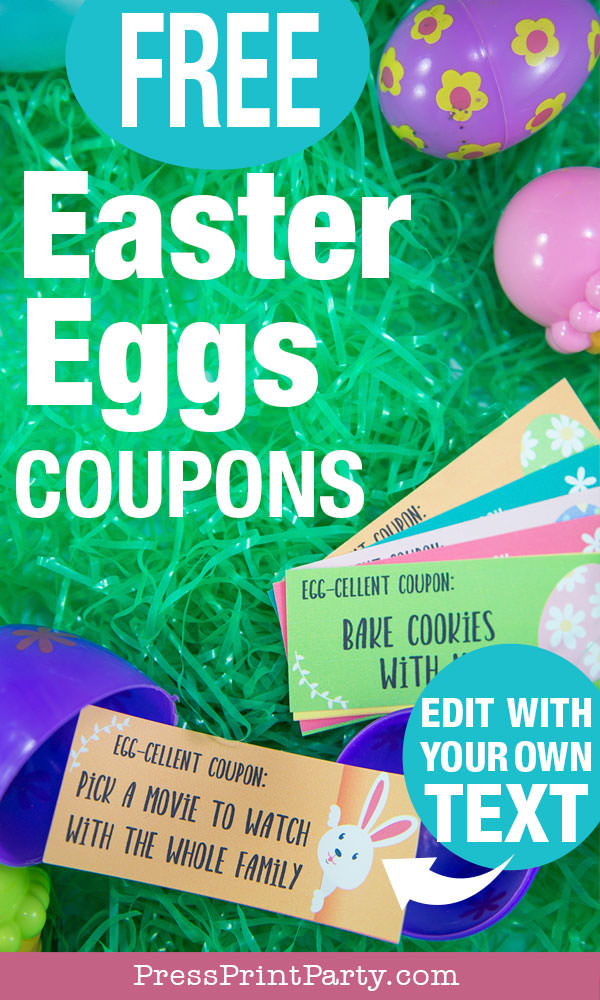 Easter egg hunt free printable coupon editable with your own text - Easter hunt ideas - Press Print Party! -