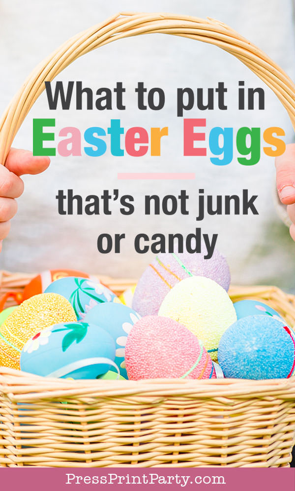 Easter egg hunt ideas and activities - non candy Easter egg filler ideas that's not junk Press Print Party!
