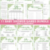 eucalyptus 11 baby shower games bundle oh baby baby shower games bundle - what is purse, nursery rhymes, mom questionnaire, disney parent match, celebrity baby, candy bar match up, baby word scramble, gift bingo, baby animals, abc name game.Press Print Party!