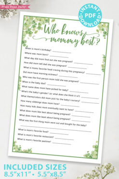 who knows mommy best baby shower game press print party