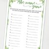 abc name game Baby shower game printable template pdf instant download Press Print Party! Eucalyptus design