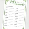 baby animals Baby shower game printable template pdf instant download Press Print Party! Eucalyptus design