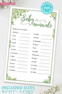 baby animals Baby shower game printable template pdf instant download Press Print Party! Eucalyptus design
