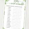 baby word scramble Baby shower game printable template pdf instant download Press Print Party! Eucalyptus design