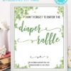 diaper raffle sign and game cards Baby shower game printable template pdf instant download Press Print Party! Eucalyptus design