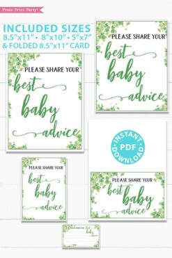 best baby advice sign Baby shower game printable template pdf instant download Press Print Party! Eucalyptus design