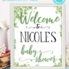 Welcome to the baby shower editable name Baby shower sign printable template pdf instant download Press Print Party! Eucalyptus design