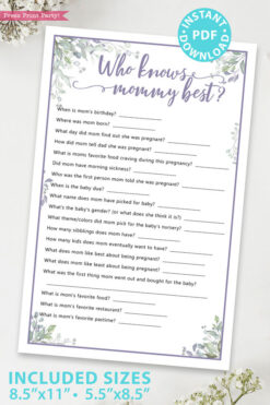 who knows mommy best baby shower game press print party