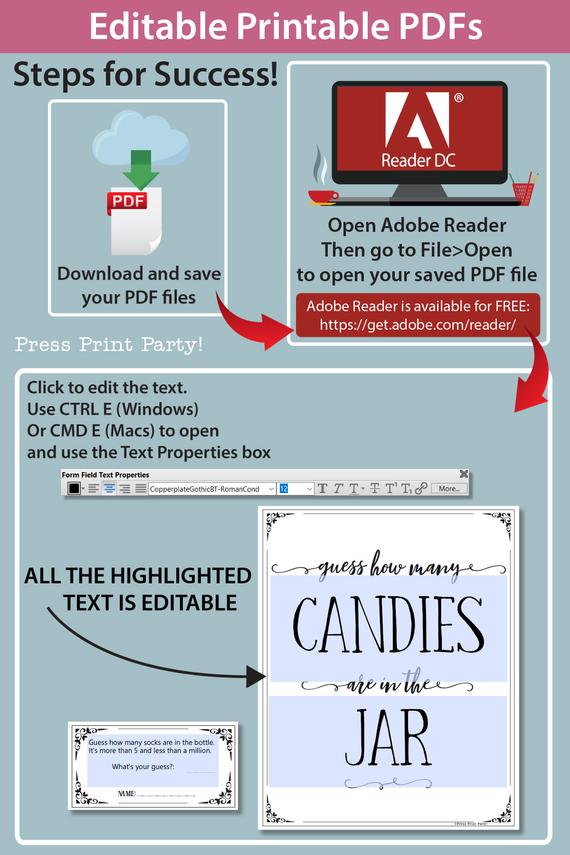 Guess How Many Game Sign Editable Press Print Party