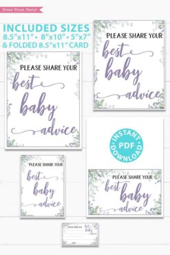 How big is mommy's belly sign and cards - Baby shower game printable template pdf, baby shower party ideas, instant download Press Print Party! Greenery and purple design