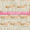 woodland 11 baby shower games bundle oh baby baby shower games bundle - what is purse, nursery rhymes, mom questionnaire, disney parent match, celebrity baby, candy bar match up, baby word scramble, gift bingo, baby animals, abc name game.Press Print Party!