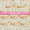 woodland 11 baby shower games bundle oh baby baby shower games bundle - what is purse, nursery rhymes, mom questionnaire, disney parent match, celebrity baby, candy bar match up, baby word scramble, gift bingo, baby animals, abc name game.Press Print Party!